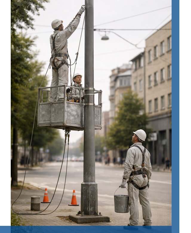 Покраска опор освещения в Челябинске от 5156 р. | ВЫСОТНИК-Члб