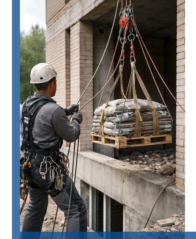 Подъем материалов на этаж веревками в Челябинске оперативно