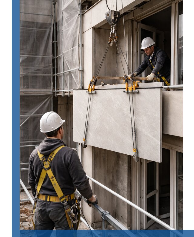 Подъем керамогранита на этаж в Челябинске грузчиками и техникой