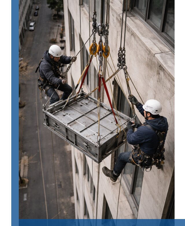 Спуск и подъем грузов по фасаду в Челябинске для зданий