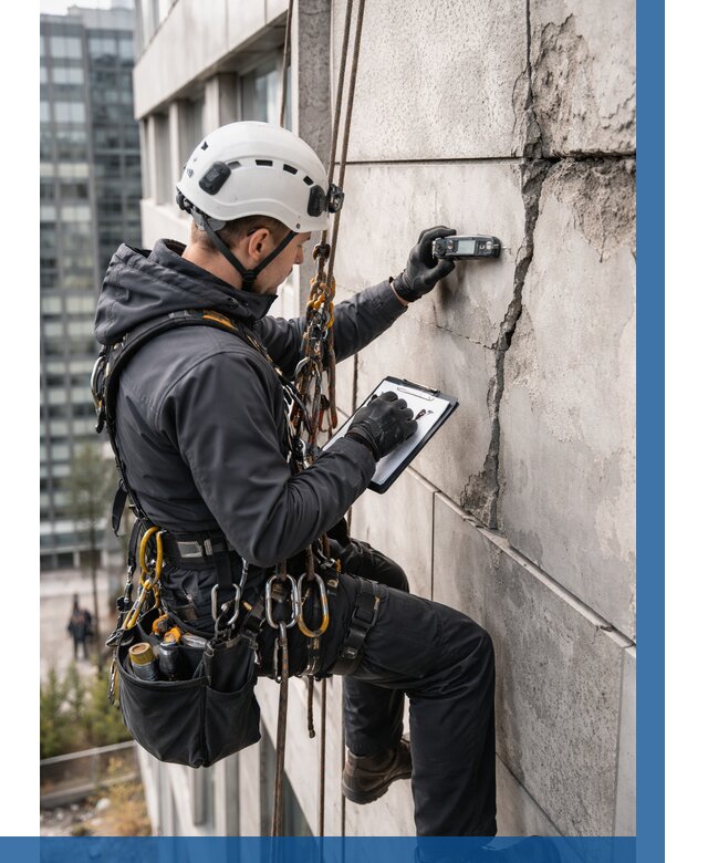 Обследование фасада альпинистами в Челябинске от 124 р. | ВЫСОТНИК-Члб