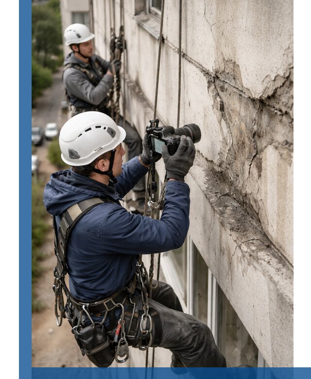 Фотофиксация дефектов фасада с высотной съемкой в Челябинске