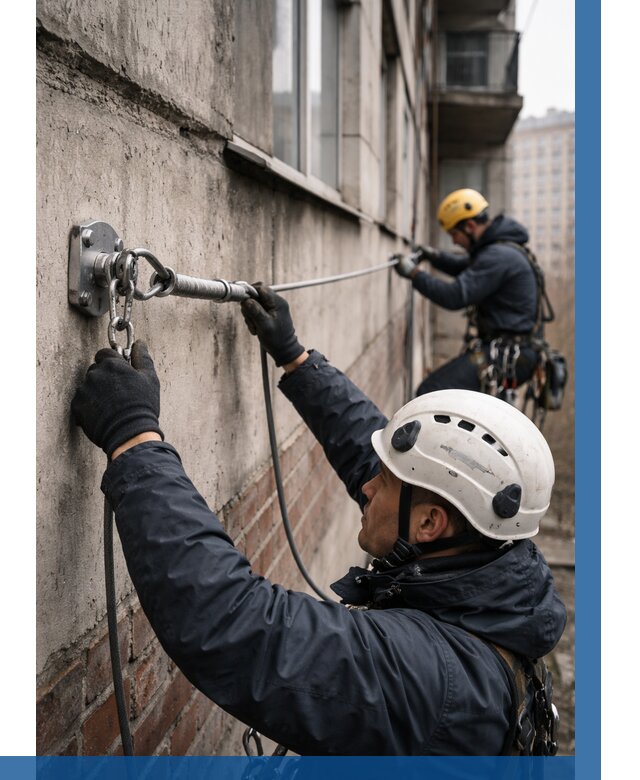 Монтаж анкерных линий в Челябинске от 3094 р. | ВЫСОТНИК-Члб