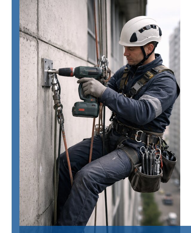 Установка анкерных точек для высотных работ в Челябинске