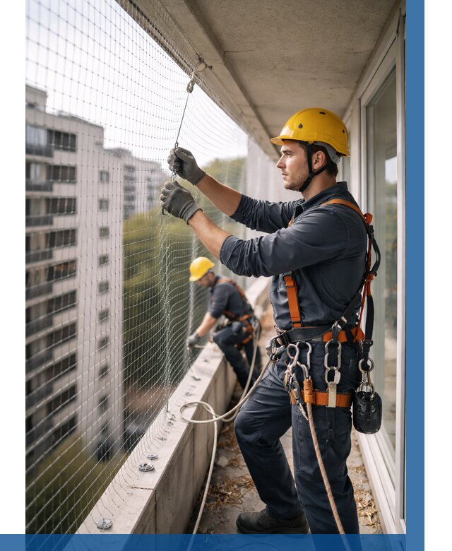 Монтаж сетки от птиц в Челябинске от 4640 р. | ВЫСОТНИК-Члб